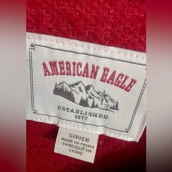American Eagle Outfitters Red Plush Sherpa Crewneck Sweater - Picture 2 of 3